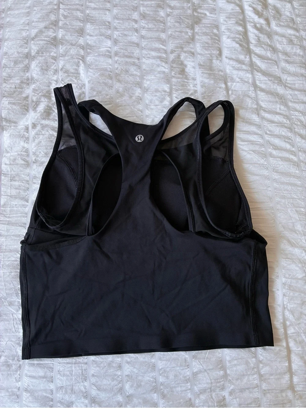 Lululemon Black Longline Mesh Racerback Sports Bra Tank Size 6